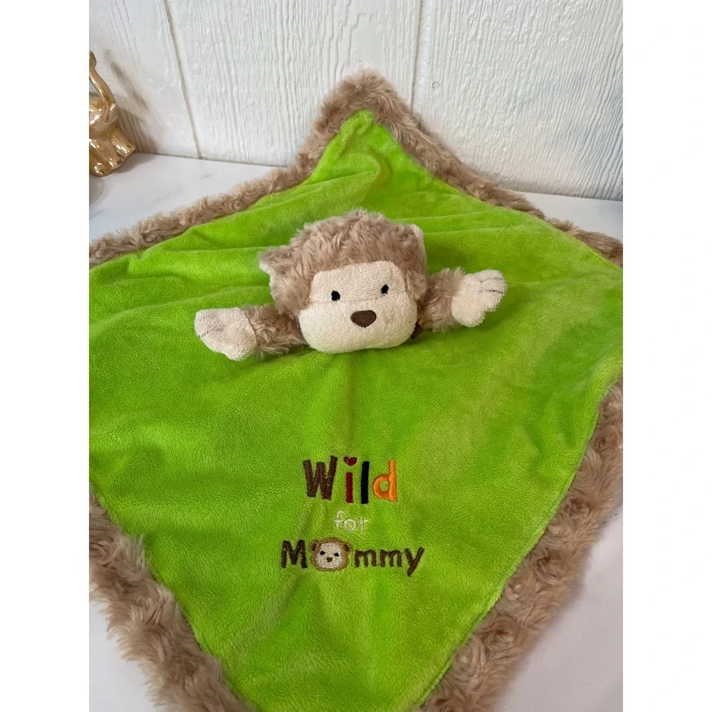 Okie Dokie Baby Security‎ Blanket Monkey Wild for Mommy Lime Green Plush